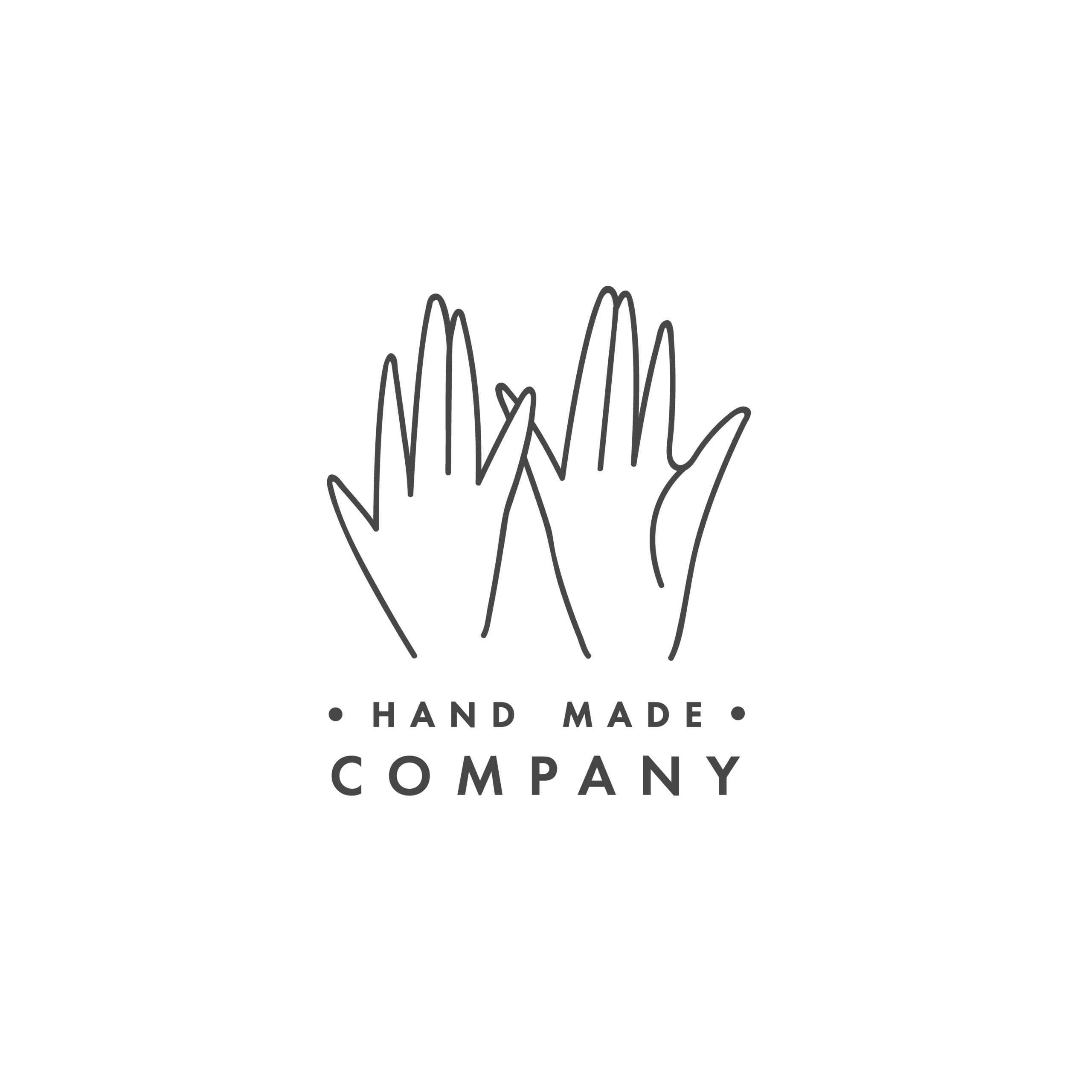 Vector design linear template logo or emblem - hands with heart symbol. Abstract symbol for hand made cosmetics and packaging or beauty products.